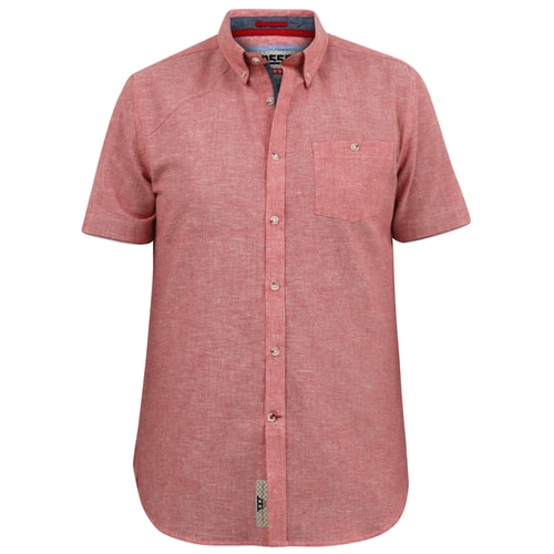 D555 Hazelwood 2 Linen Mix S/S Shirt With Button Down Collar Salmon
